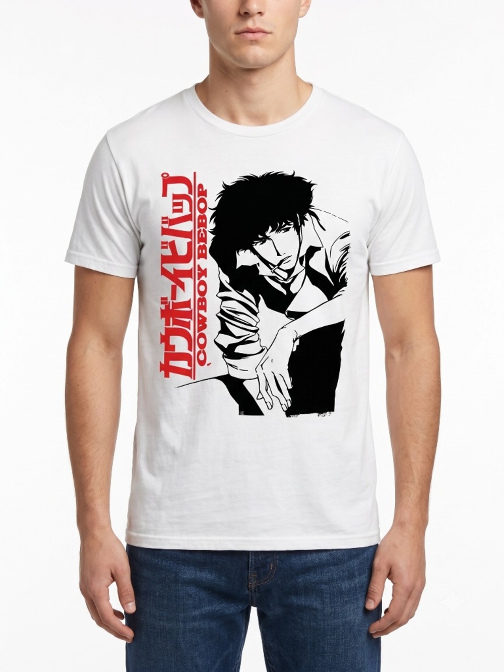 Cowboy Bebop Spike Spiegel Graphic T-Shirt White Men's Size L Funimation 2020